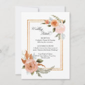 フローラエレガントバラブーケ金ゴールド結婚ズ詳細 招待状 (正面)