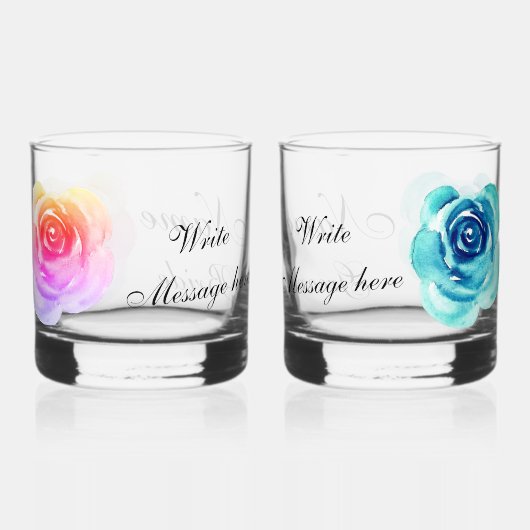 フローラエレガントバラ新郎新婦誕生日結婚ズ ウイスキーグラス (裏面)