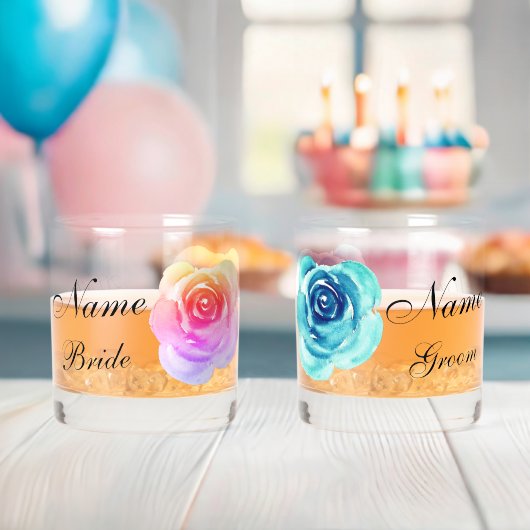 フローラエレガントバラ新郎新婦誕生日結婚ズ ウイスキーグラス (インサイチュ (ベビーシャワー))