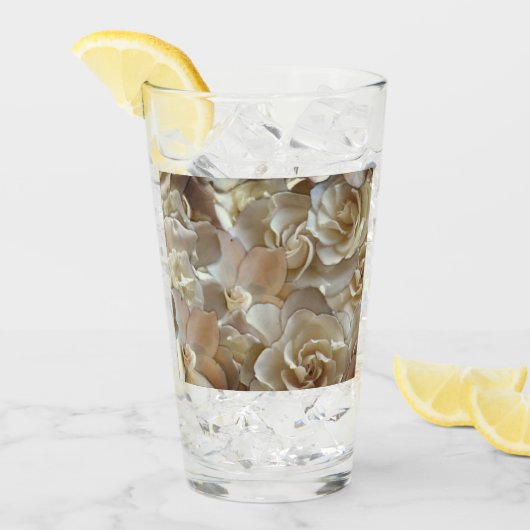 フローラエレガントバラ花弁パターン タンブラーグラス (アイス正面)