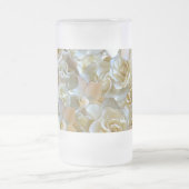 フローラエレガントバラ花弁パターン フロストグラスビールジョッキ (中央)