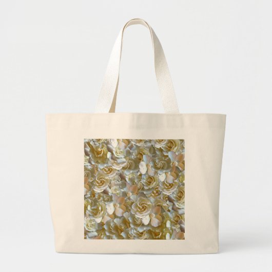 フローラエレガントバラ花弁パターン ラージトートバッグ (正面)