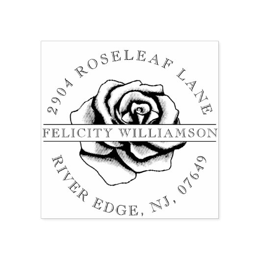 フローラエレガントバラ花花紋アドレス ラバースタンプ (インプリント)