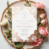 フローラエレガントバラ金ゴールドガールバプテスマ 箔招待状