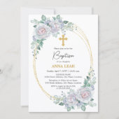 フローラエレガントバラ金ゴールドクロスバプテスマ 招待状 (正面)