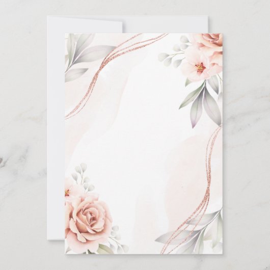 フローラエレガントバラ金ゴールドデザインイスラムAqiqa 招待状 (裏面)