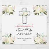 フローラエレガントバラ金ゴールドファーストホーリーコミュニオン スパークリングワインラベル (シングルラベル)