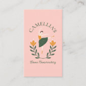 フローラエレガントバレエダンスインストラクタースクールピンク 名刺 (正面)