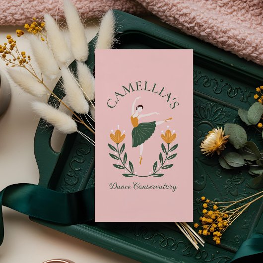 フローラエレガントバレエダンスインストラクタースクールピンク 名刺