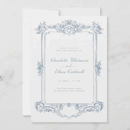 フローラエレガントバロックオーナメントフレ結婚ーム 招待状 (正面)