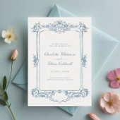 フローラエレガントバロックオーナメントフレ結婚ーム 招待状