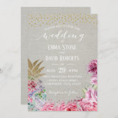 フローラエレガントパイナップル熱帯結婚披露宴 招待状 (正面/裏面)