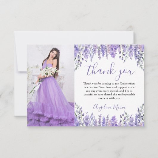 フローラエレガントパープルキンセアニラ写真 サンキューカード (裏面)