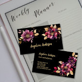 フローラエレガントパープルゴールデンブラック名刺 名刺