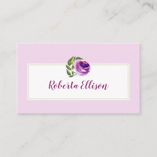 フローラエレガントパープルシェード水カラーバラ 名刺 (正面)