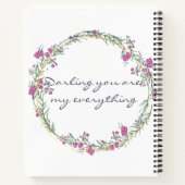 フローラエレガントパープルシック文字デザイン ノートブック (裏面)