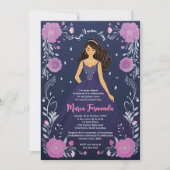 フローラエレガントパープルドレスキンセアニラパーティー 招待状 (正面)