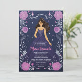 フローラエレガントパープルドレスキンセアニラパーティー 招待状 (スタンド正面)