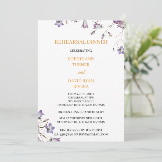 フローラエレガントパープルベルフラワーリハーサルディナー 招待状 (スタンド正面)