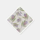フローラエレガントパープルベージュ結婚ズ スタンダードカクテルナプキン (角)