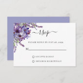 フローラエレガントパープルラベンダープー結婚ニー 出欠カード (正面/裏面)