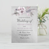 フローラエレガントパープル銀結婚箔 招待状 (スタンド正面)