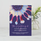 フローラエレガントパープル&ピンクアフリカデイジー結婚ズ 招待状 (スタンド正面)