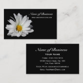 フローラエレガントビューティフルホワイトデイジーオンブラック 名刺 (正面/裏面)