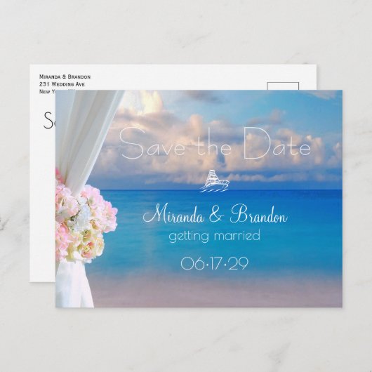 フローラエレガントビーチ夏の夕日を保存 案内ポストカード (正面/裏面)