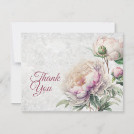 フローラエレガントピンクと白の牡丹 サンキューカード
