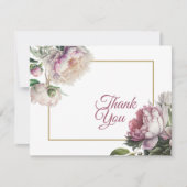 フローラエレガントピンクと白の牡丹 サンキューカード (正面)