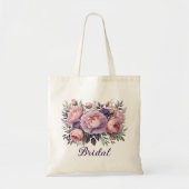 フローラエレガントピンクと紫のフローラブライダル トートバッグ (正面)