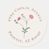 フローラエレガントピンクと緑のブライダルシャワーアドレス ラウンドシール (正面)