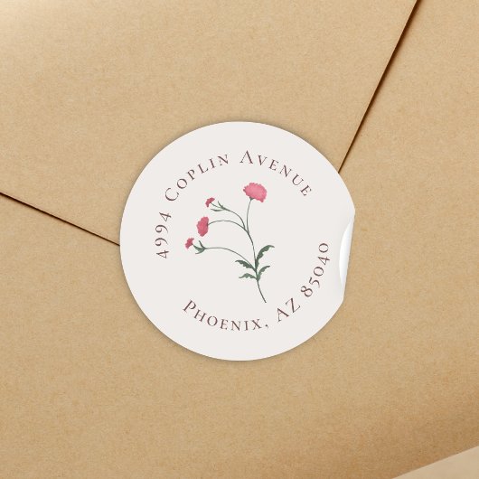フローラエレガントピンクと緑のブライダルシャワーアドレス ラウンドシール