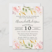 フローラエレガントピンクと金ゴールド75誕生日 招待状 (正面)