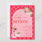 フローラエレガントピンクのタイルベビーで開花の赤ちゃんシャワー 招待状 (正面)