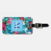 フローラエレガントピンクの花模様 ラゲッジタグ (正面横)