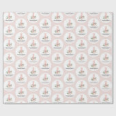 フローラエレガントピンクの誕生日パーティーナプキン ラッピングペーパー (フラット)