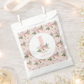 フローラエレガントピンクの誕生日パーティー フェイバーバッグ (クリップ留めされた状態)