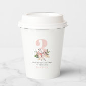フローラエレガントピンクの誕生日紙カップ 紙コップ (正面)