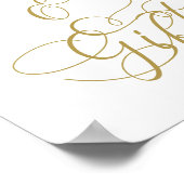 フローラエレガントピンクの金ゴールドカードとギフトサイン ポスター (角)