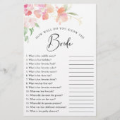 フローラエレガントピンクウォーター色ブライダルシャワーゲーム (正面)