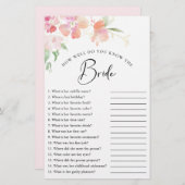 フローラエレガントピンクウォーター色ブライダルシャワーゲーム (正面/裏面)