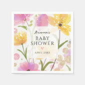 フローラエレガントピンクガール赤ちゃんシャワー スタンダードカクテルナプキン (正面)