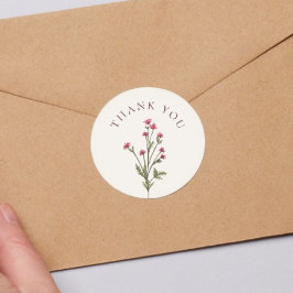 フローラエレガントピンクグリーンブライダルシャワーありがとう ラウンドシール