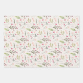 フローラエレガントピンクグリーン植物性ブライダルシャワー ラッピングペーパーシート (正面)