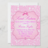 フローラエレガントピンクスウィート16誕生日招待状 招待状 (正面)