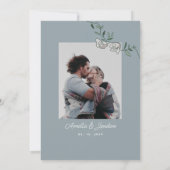 フローラエレガントピンクダスティブルーウェディング招待 招待状 (裏面)