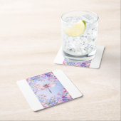 フローラエレガントピンクトンフライ紙コースター スクエアペーパーコースター (インサイチュ)