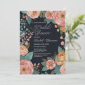 フローラエレガントピンクネイビーピオニーブライダルシャワー 招待状 (スタンド正面)